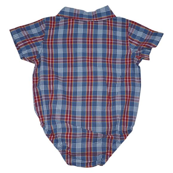 Wrangler Baby Boys Plaid Button-Up Bodysuit Western Style Romper 9M - Picture 2 of 5
